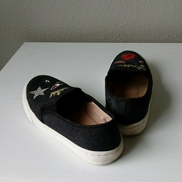 The Children Place Glam Black slip on Girls Sz 1 - Picture 3 of 8
